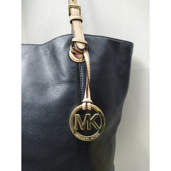 Michael Kors Jet Set Black Soft Leather Double Handles Tote Shoulder Bag - Picture 3 of 16